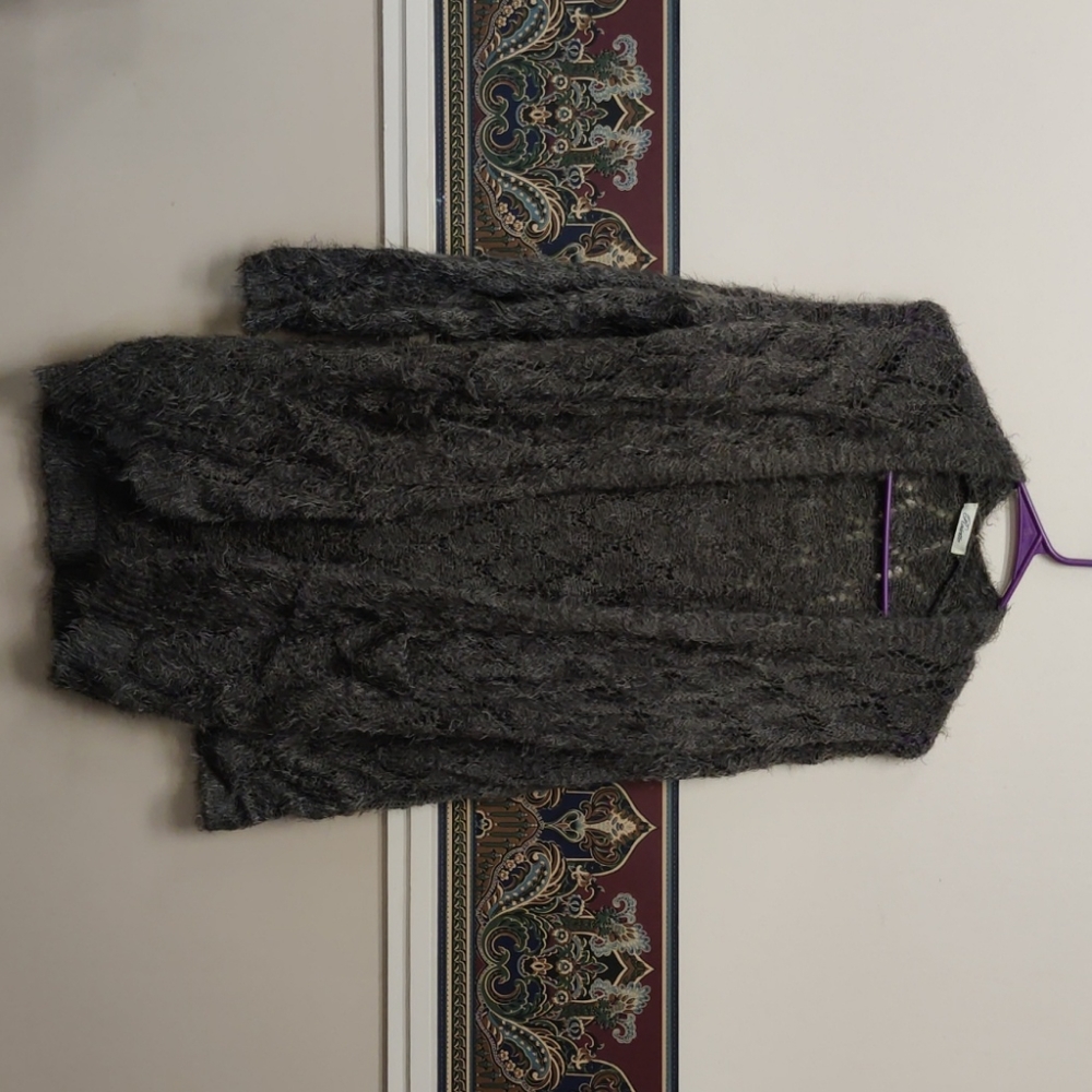 Gray fuzzy cardigan